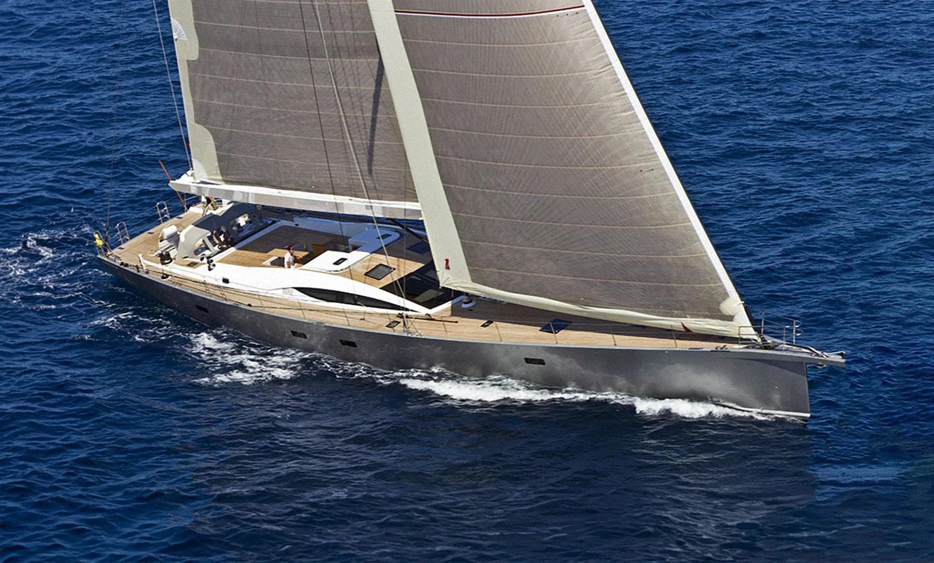 31-metre Comet 100 carbon fibre sailing yacht Huayra — 17 knots under sail, performance charter for 8 guests in Greece