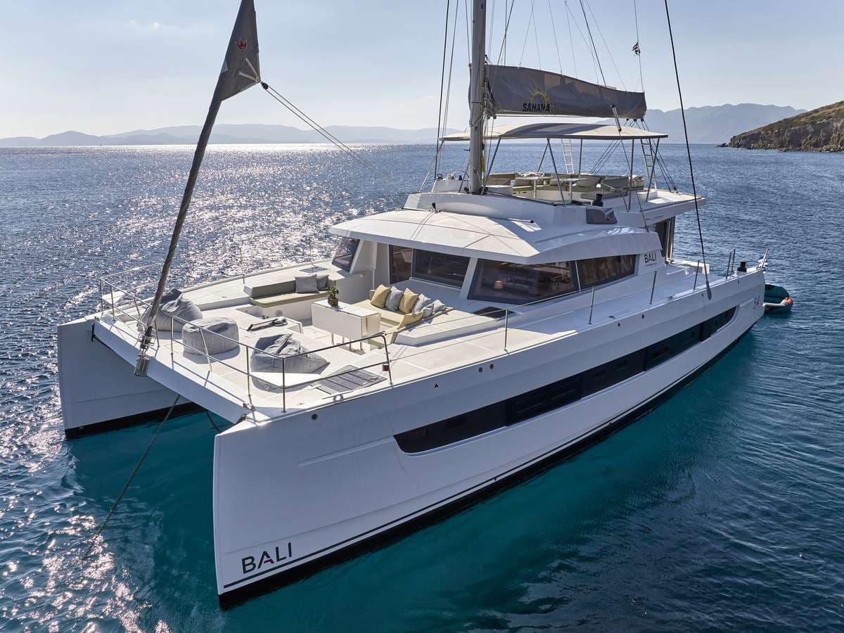 16-metre Bali 5.4 sailing catamaran Sahana — brand new 2024 open-concept charter for 8 guests in Greece